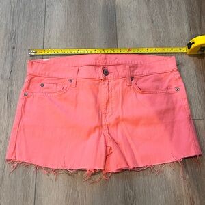 7 For All Mankind Coral Frayed Jean Shorts Size 30 NWOT